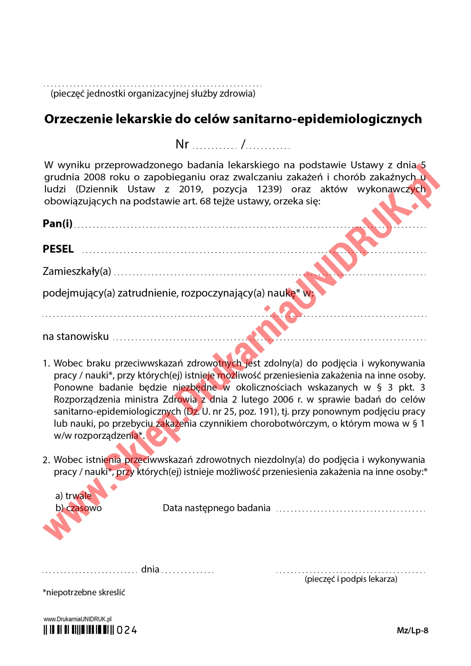 Druki Medyczne 603 924 480 TWOJA DRUKARNIA UNI DRUK